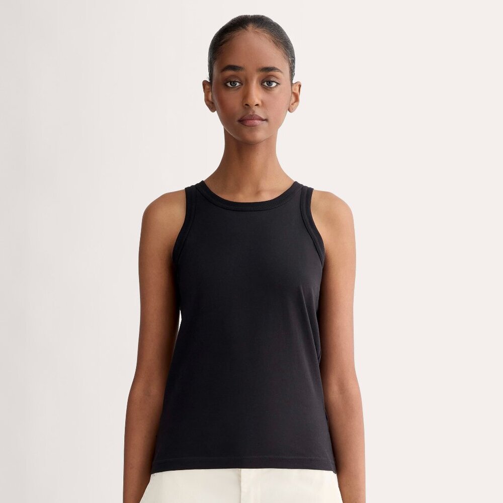 Everlane Women's Tank in Essential Cotton in Black, Size Extra Large